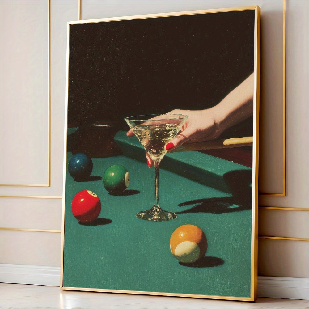Office Furniture For Sale - 1pc Vintage Billiards Cocktail Poster, Frameless