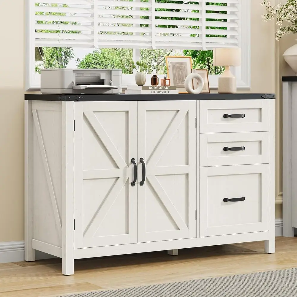 File Cabinet Lateral - White and Black A4 Size Lateral