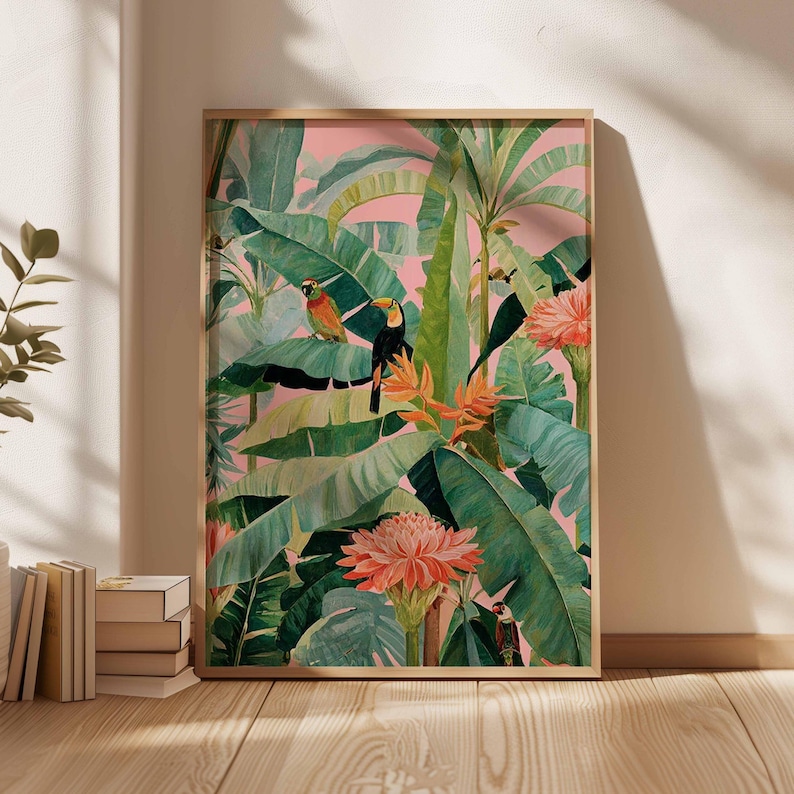 Office Furniture For Sale - 1pc Retro Tropical Canvas Poster, Unframed