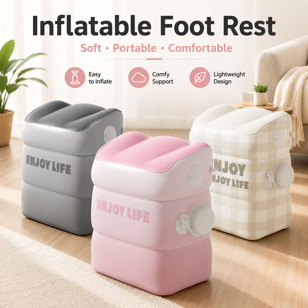 Office Footrest Cushion - 1PC Inflatable Foot Rest for Airplane