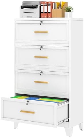 File Cabinet Lateral - 4 Drawer File Cabinet with Lock,