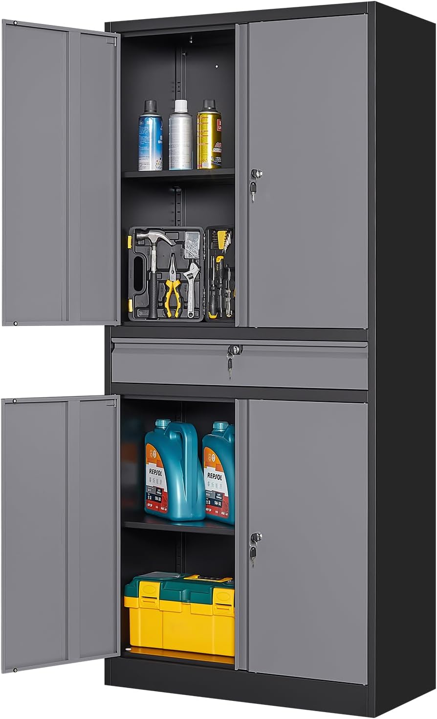 Office Storage Cabinet - Metal Garage Storage Cabinet, Tall Steel