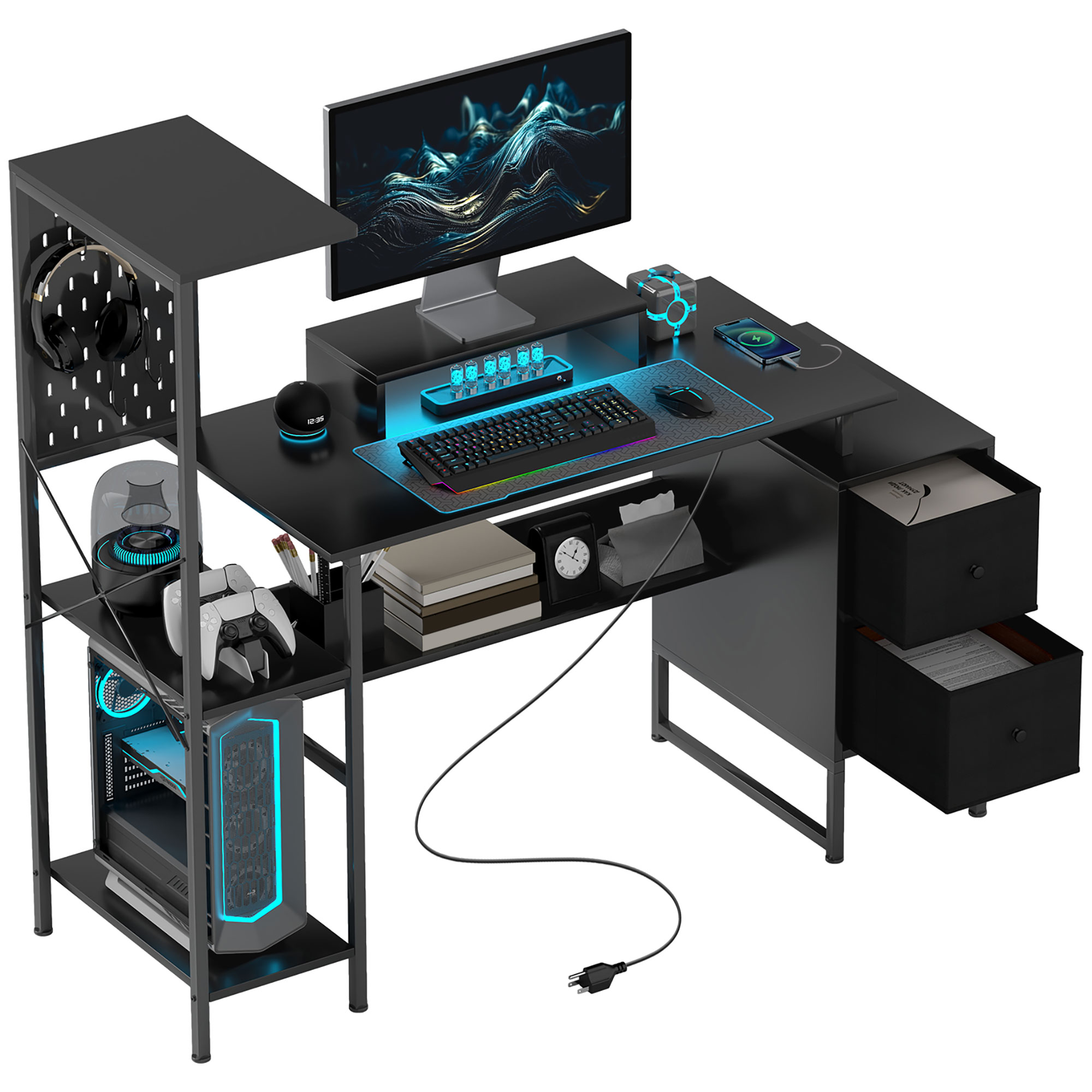 Gaming Desk With Hutch - Homcom 56