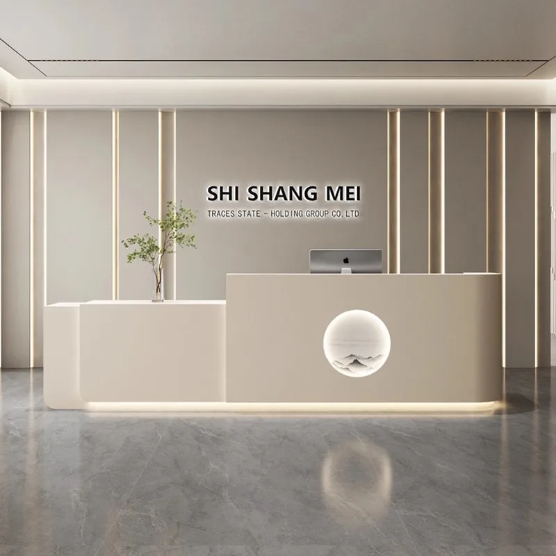 Office Furniture Company - Nordic Cream Style Reception Desk Modern