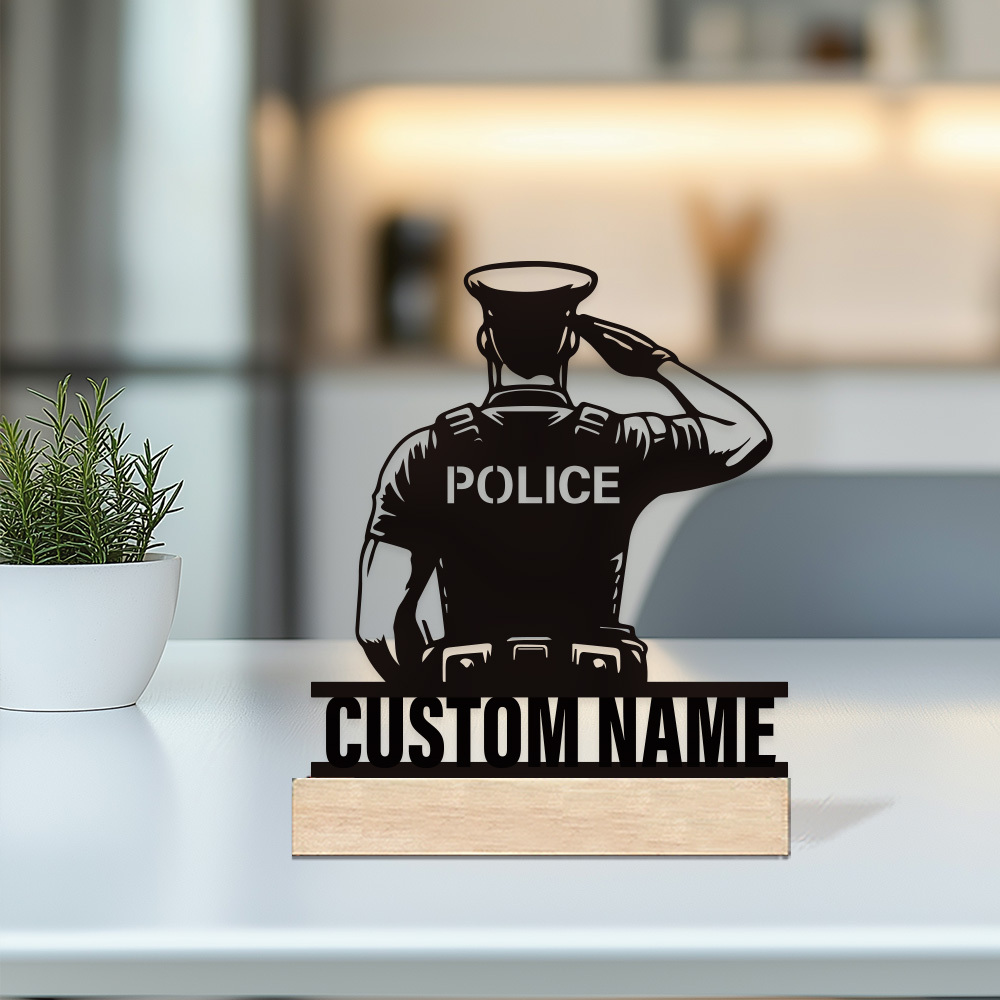 Office Furniture Modern - Personalized Metal Police Badge, Custom Name