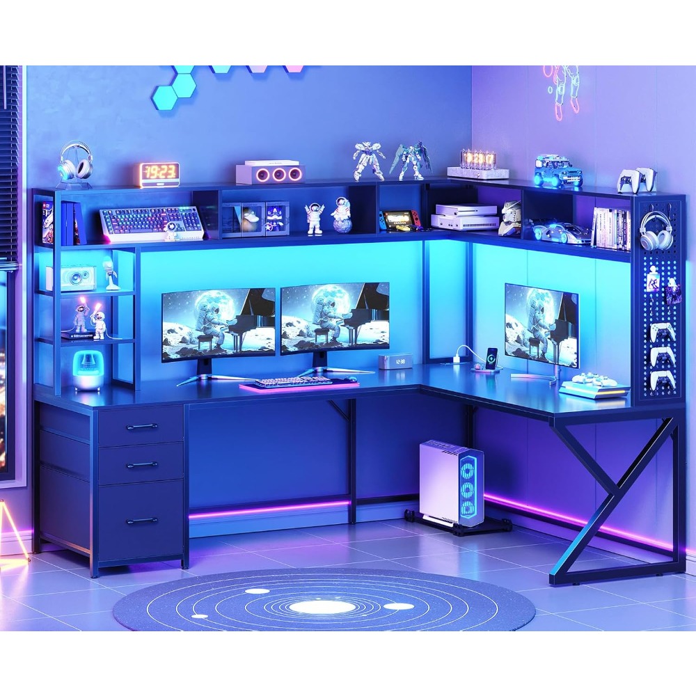 Gaming Desk With Hutch - L Shaped Gaming Desk with Storage