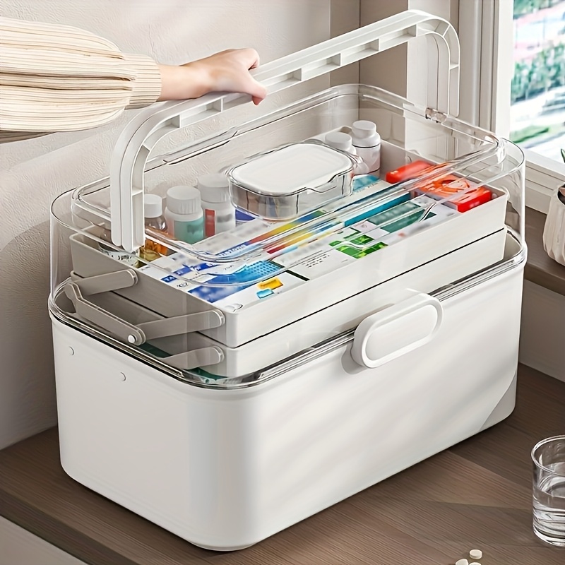 Office Storage Cabinet - Large Capacity Clear Lid Medicine Storage