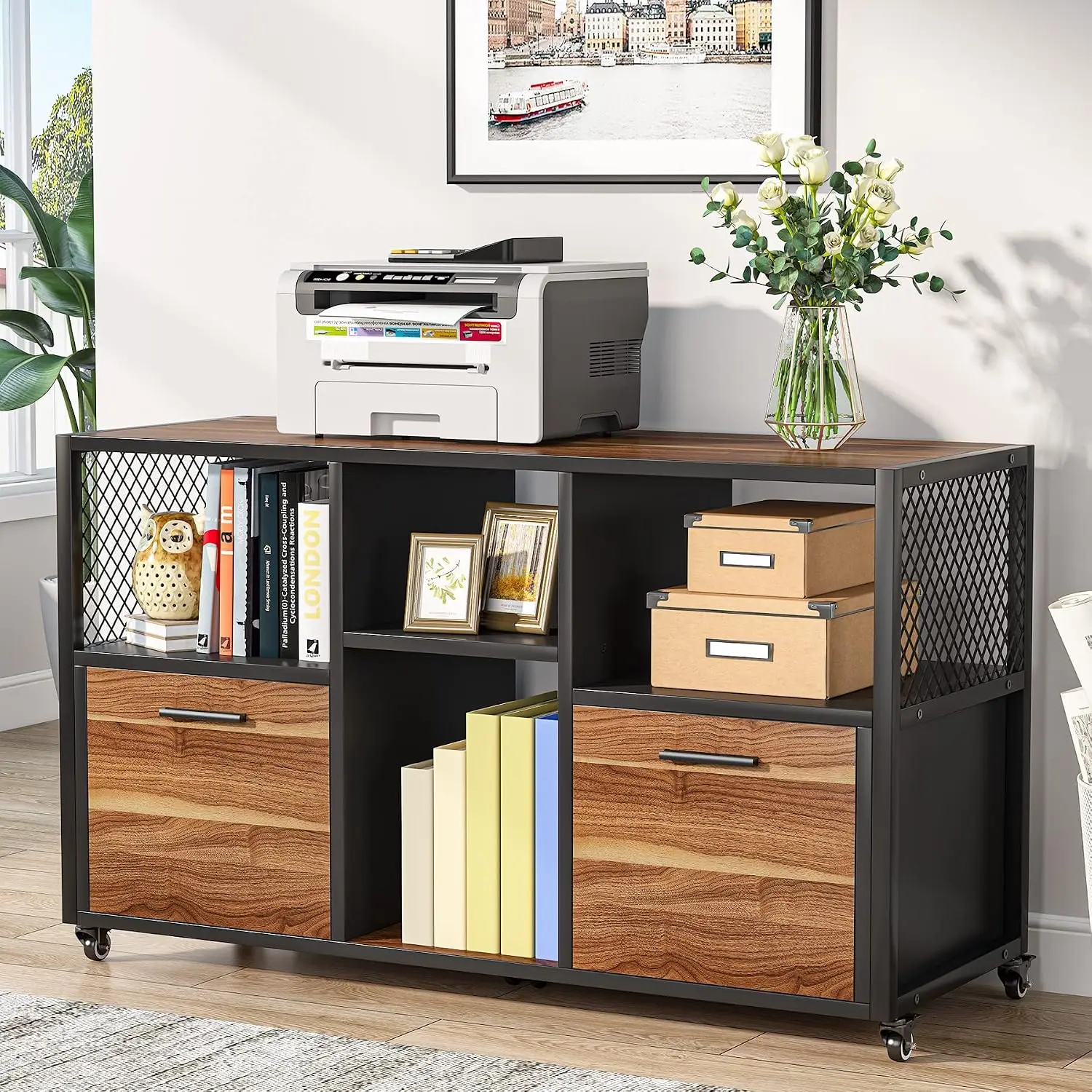 File Cabinet Lateral - 2 Drawer Wood File Cabinets, Modern