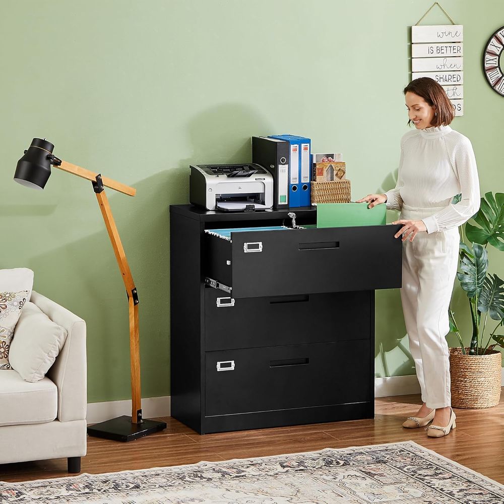 Black Lateral 3 Drawer Locked  - File Cabinet Lateral 评论和价格