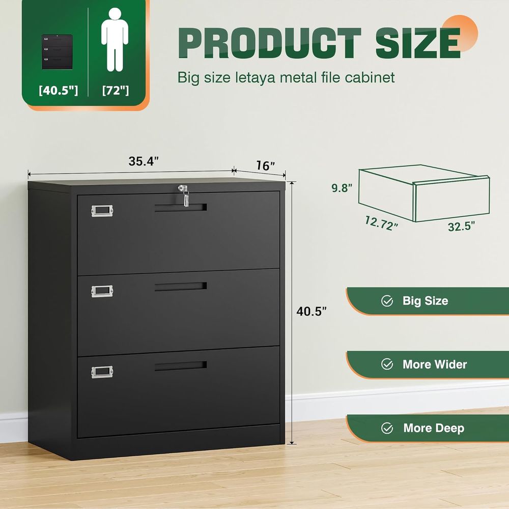 Black Lateral 3 Drawer Locked  - File Cabinet Lateral 评论和价格