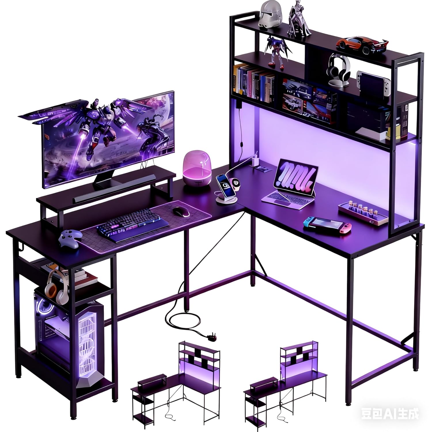 L Shaped Gaming Desk with Hutc - Gaming Desk With Hutch 评论和价格