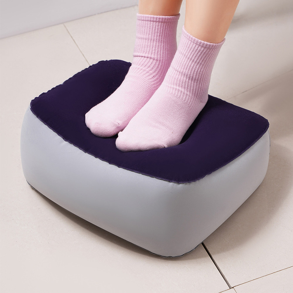 Gray Blue Inflatable Flocking  - Office Footrest Cushion 评论和价格