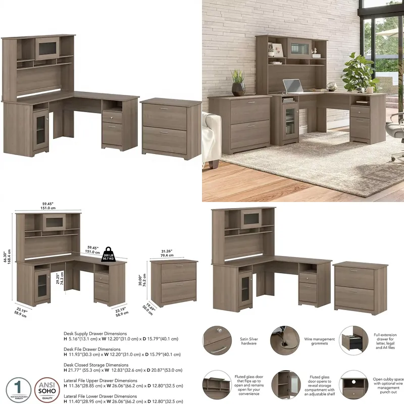USA Stock L Shaped Home Office - File Cabinet Lateral 评论和价格