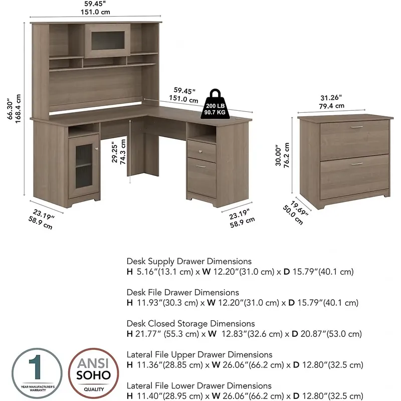 USA Stock L Shaped Home Office - File Cabinet Lateral 评论和价格