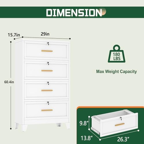 4 Drawer File Cabinet with Loc - File Cabinet Lateral 评论和价格