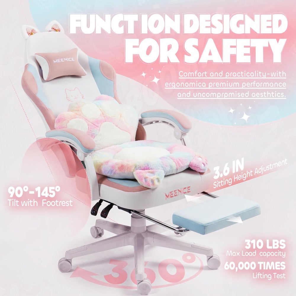Gaming Chair Cute with Cat Ear - Office Footrest Cushion 评论和价格