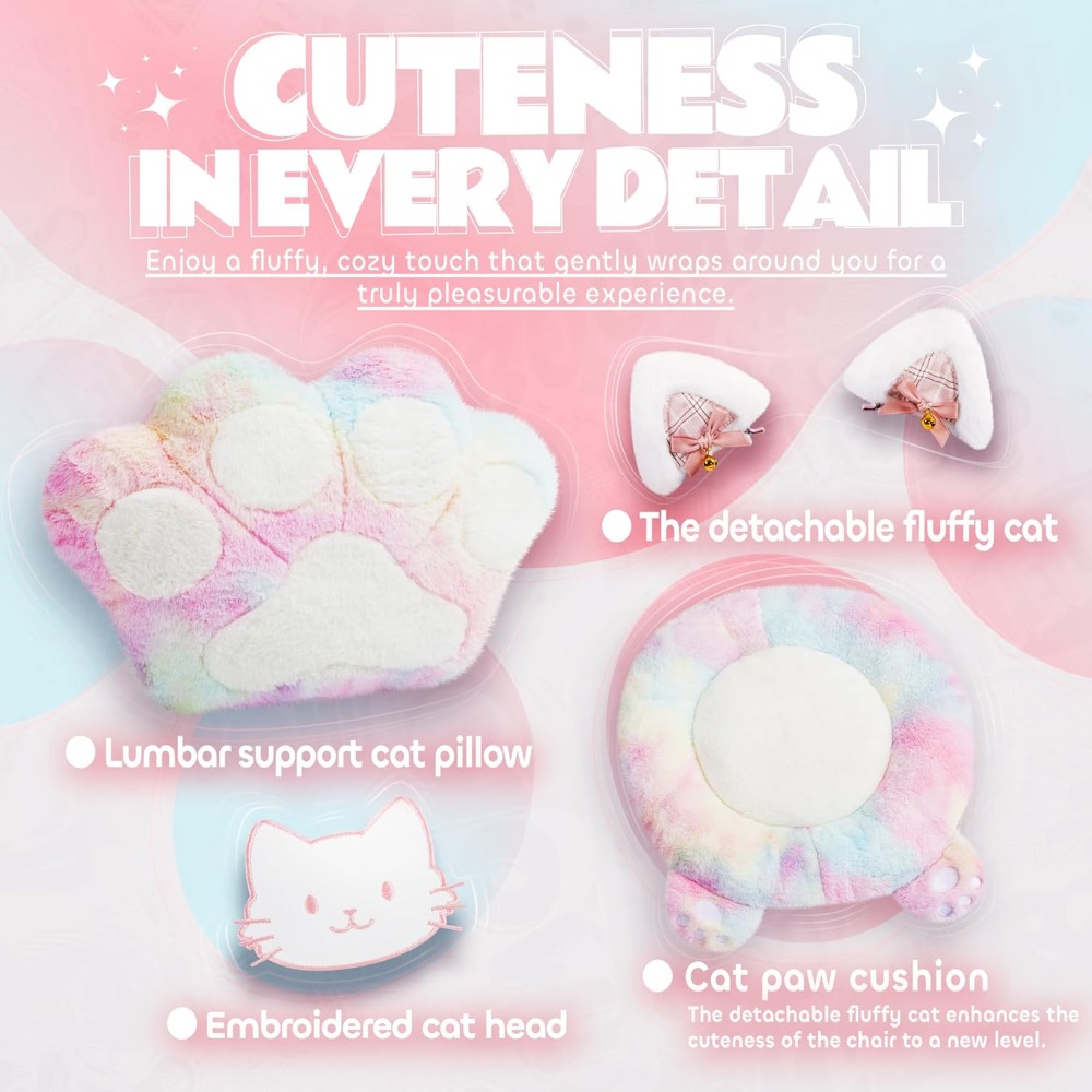 Gaming Chair Cute with Cat Ear - Office Footrest Cushion 评论和价格