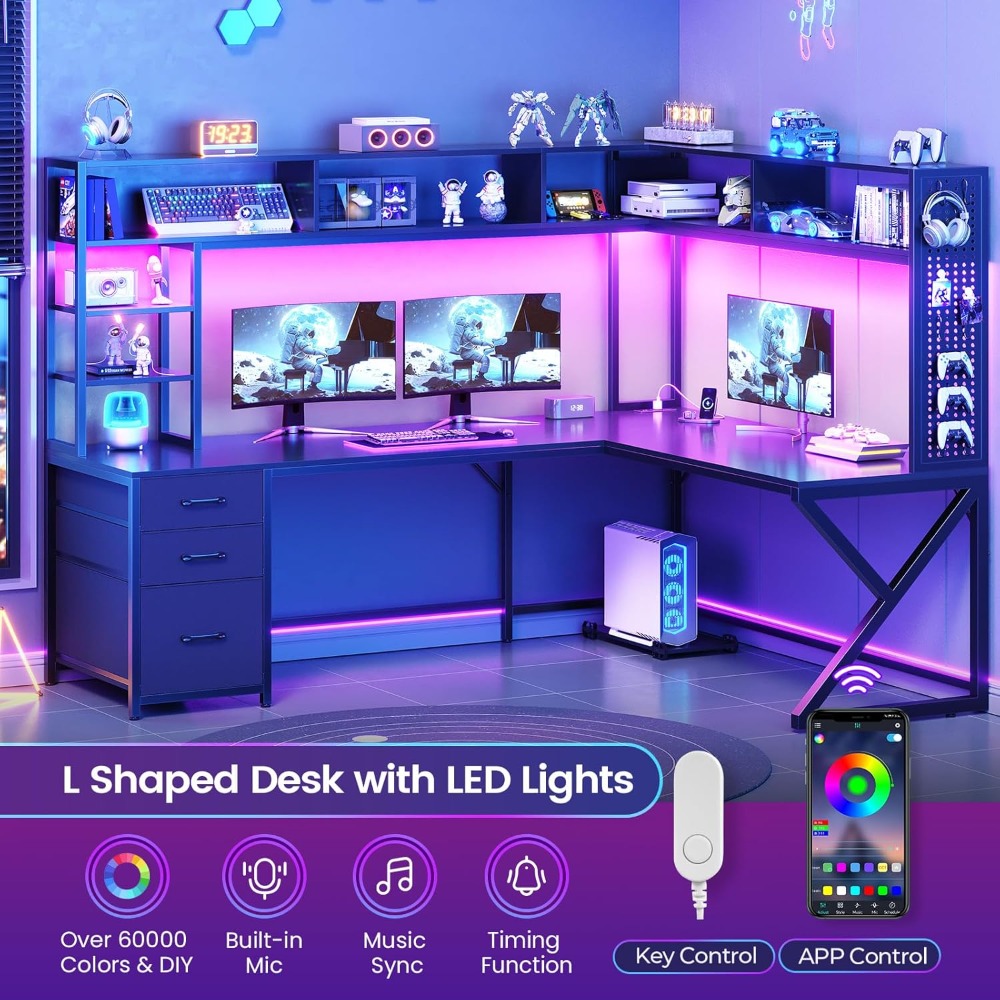 L Shaped Gaming Desk with Stor - Gaming Desk With Hutch 评论和价格