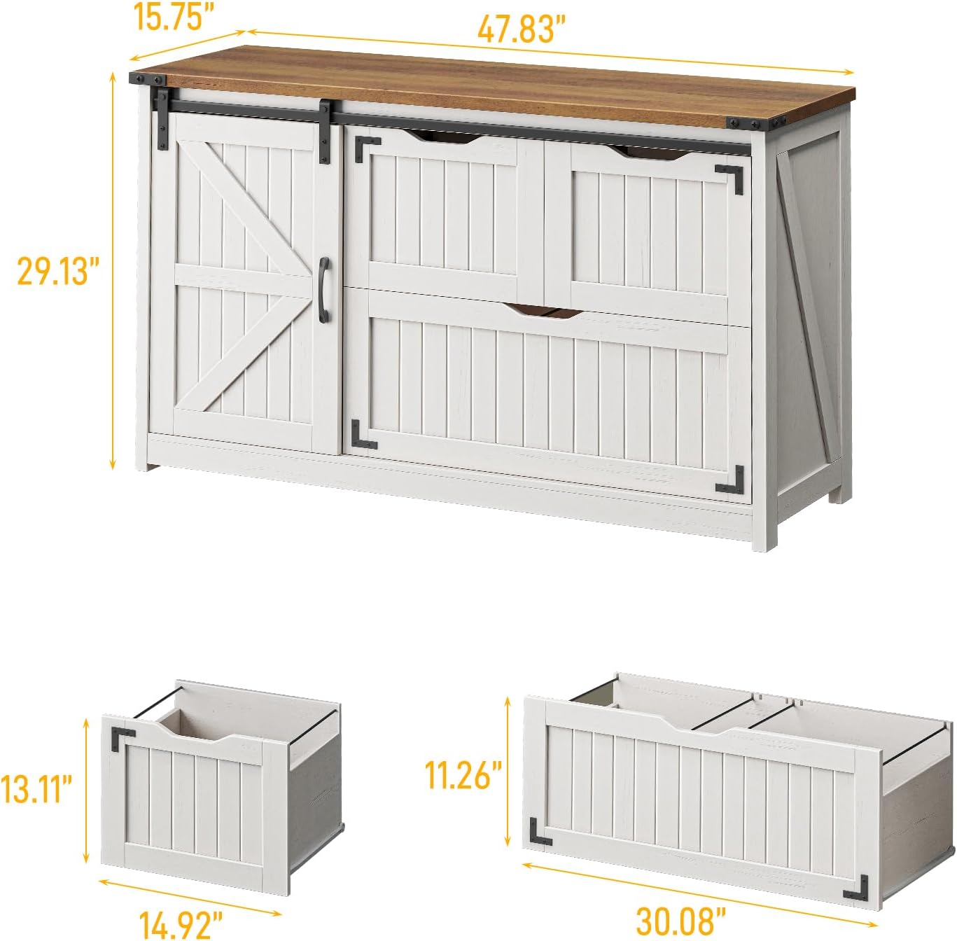 Off White 47.8 Inch Farmhouse  - File Cabinet Lateral 评论和价格