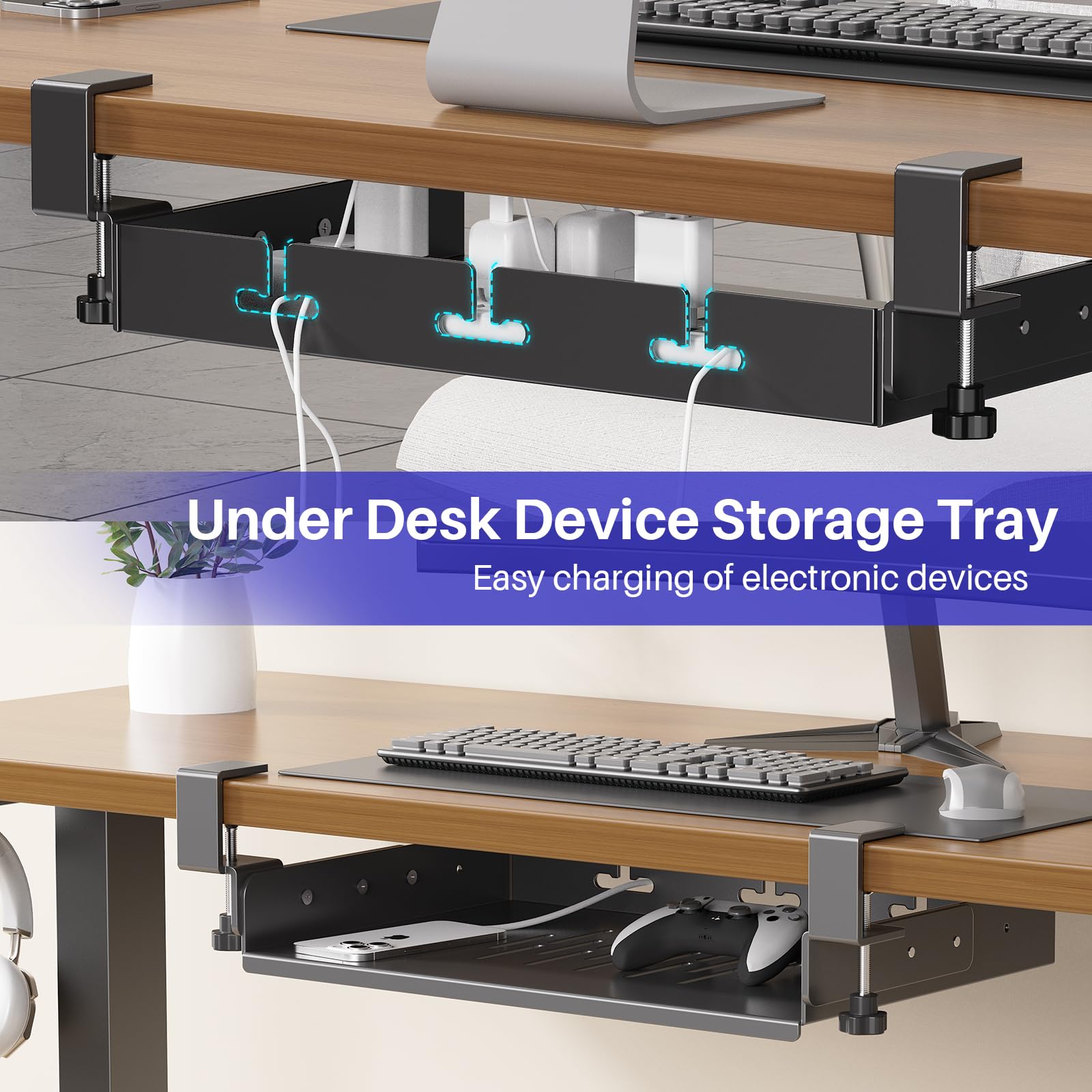 No Drill Under Desk Laptop Mou - Gaming Desk With Hutch 评论和价格