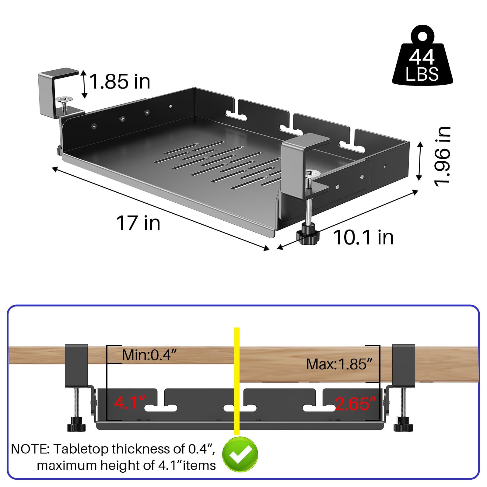 No Drill Under Desk Laptop Mou - Gaming Desk With Hutch 评论和价格
