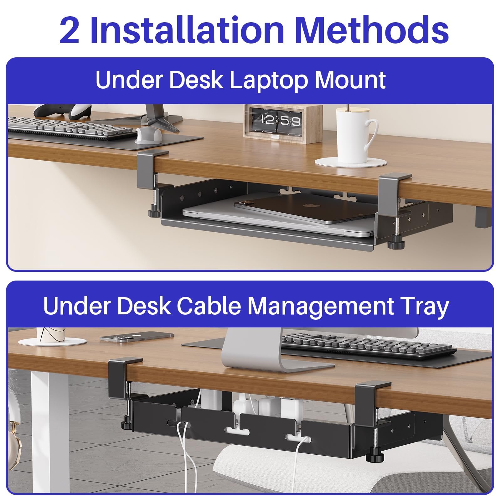 No Drill Under Desk Laptop Mou - Gaming Desk With Hutch 评论和价格