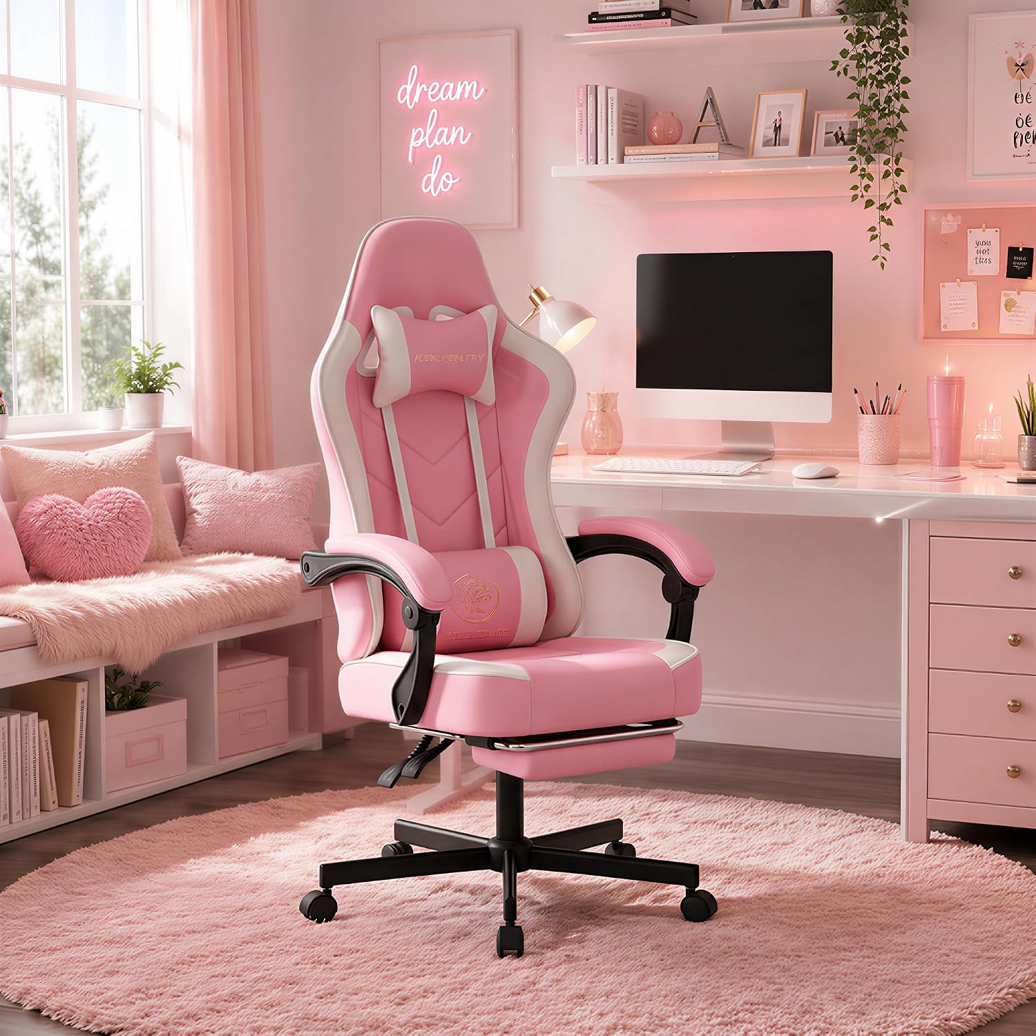 Ergonomic High Back Gaming Cha - Office Footrest Cushion 评论和价格