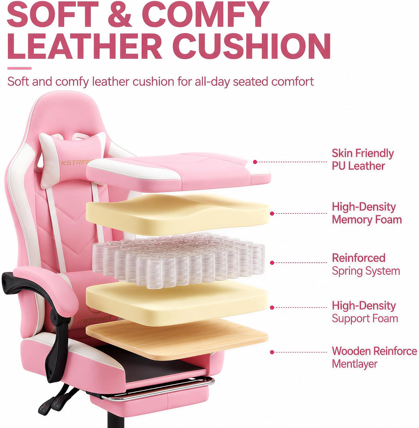 Ergonomic High Back Gaming Cha - Office Footrest Cushion 评论和价格