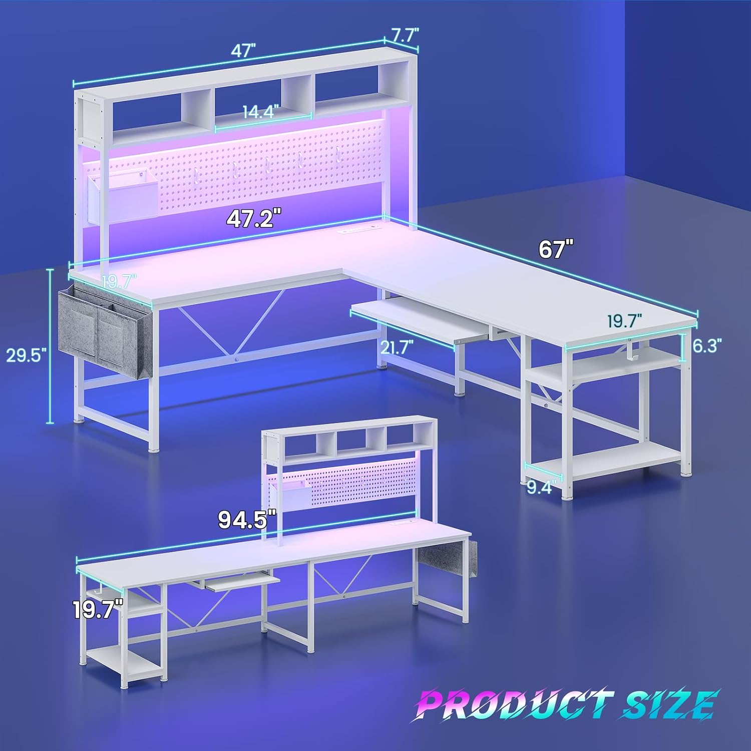 White L Shaped Gaming Desk, Re - Gaming Desk With Hutch 评论和价格
