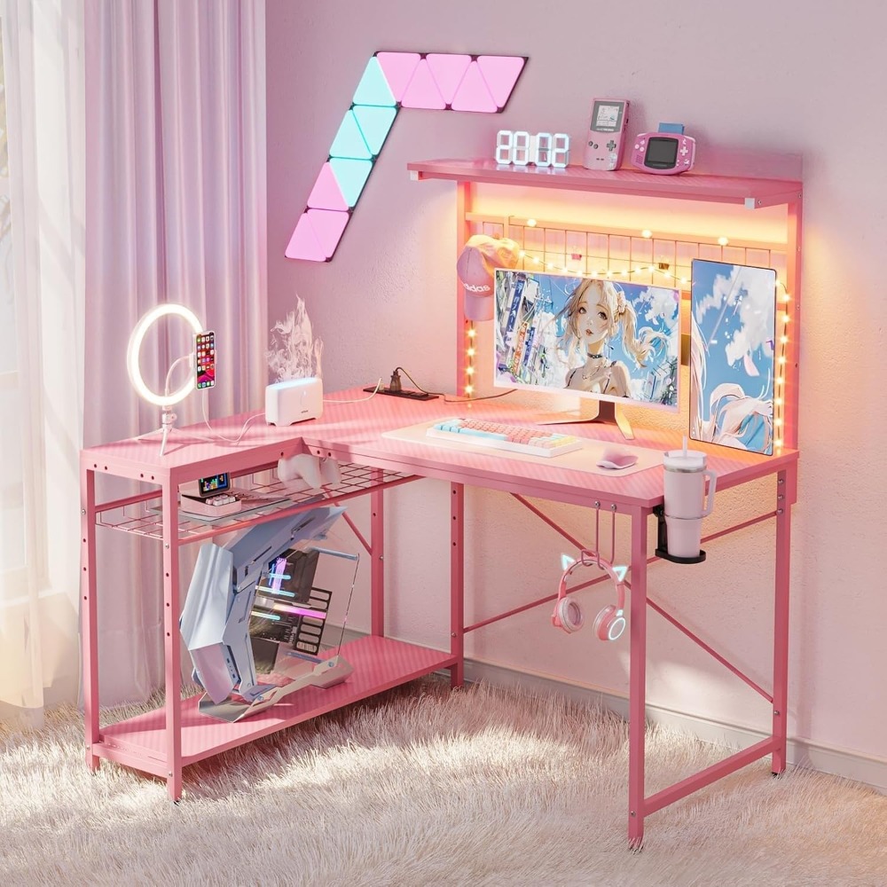42 L Gaming Desk,Computer Desk - Gaming Desk With Hutch 评论和价格