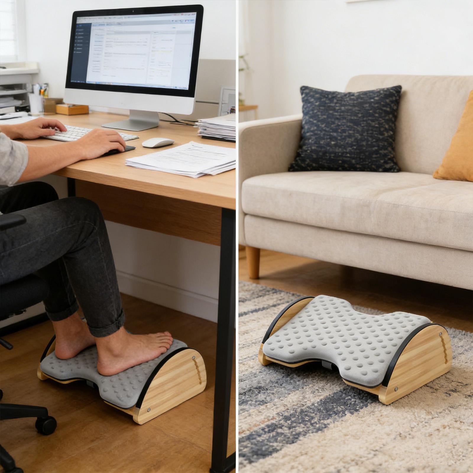 Adjustable Office Bamboo Footr - Office Footrest Cushion 评论和价格