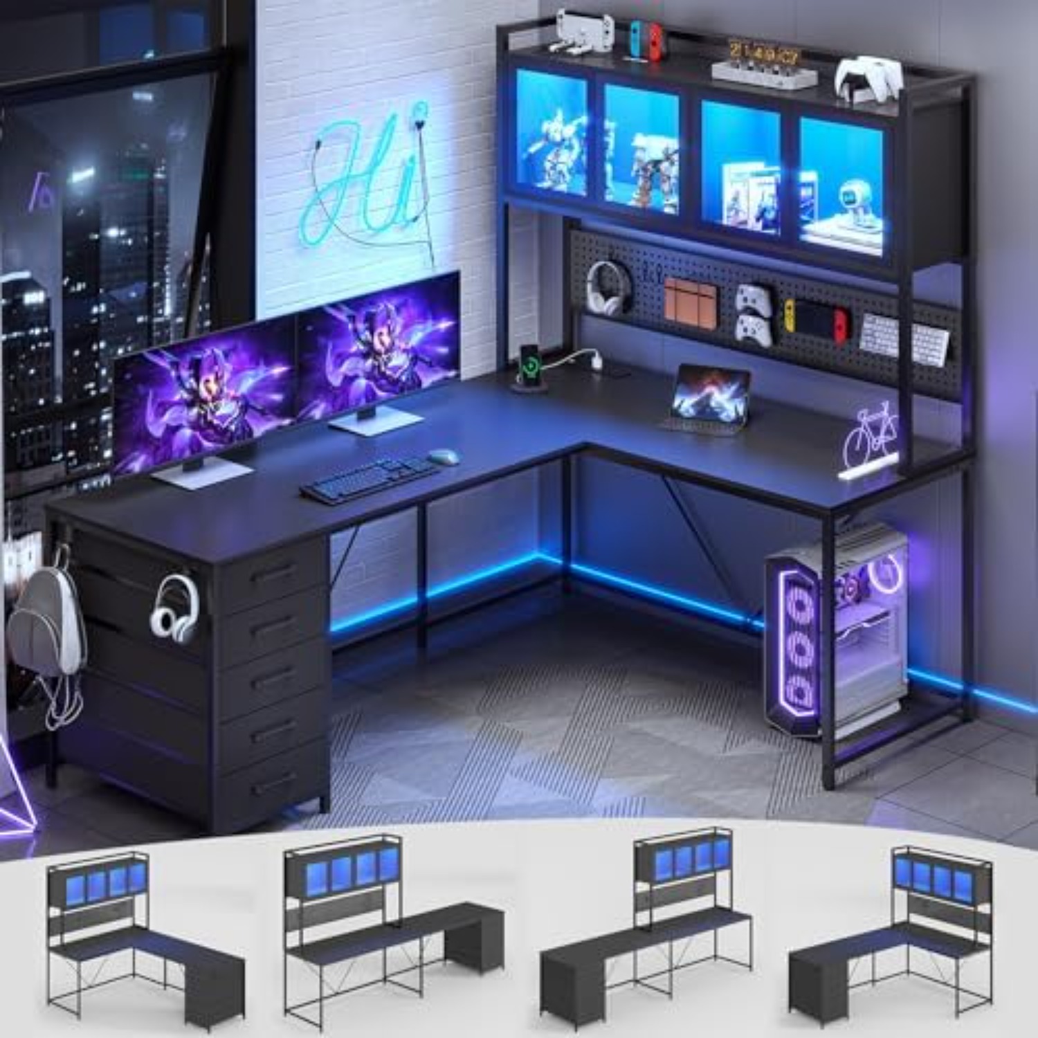 L Shaped Gaming Corner Desk wi - Gaming Desk With Hutch 评论和价格