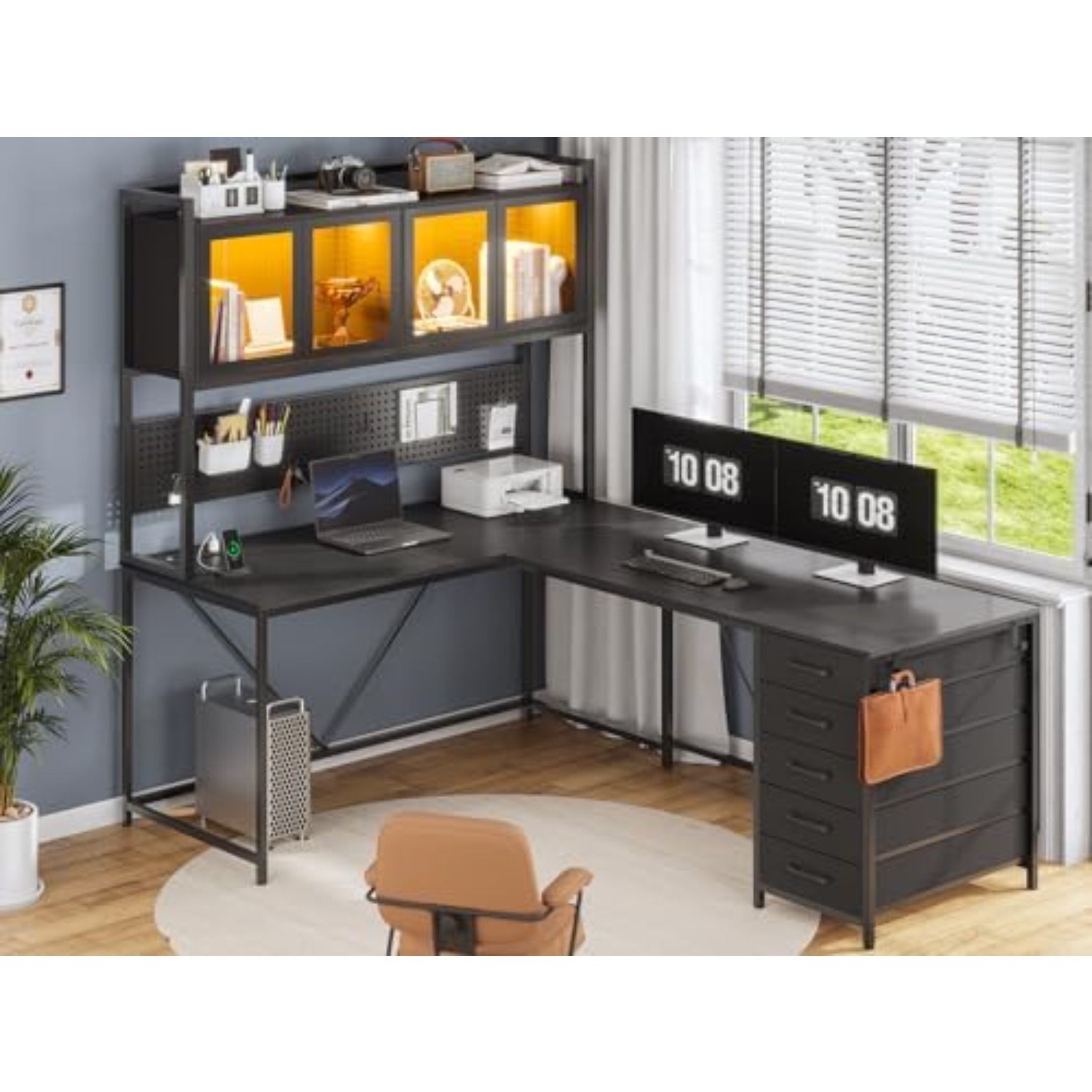 L Shaped Gaming Corner Desk wi - Gaming Desk With Hutch 评论和价格