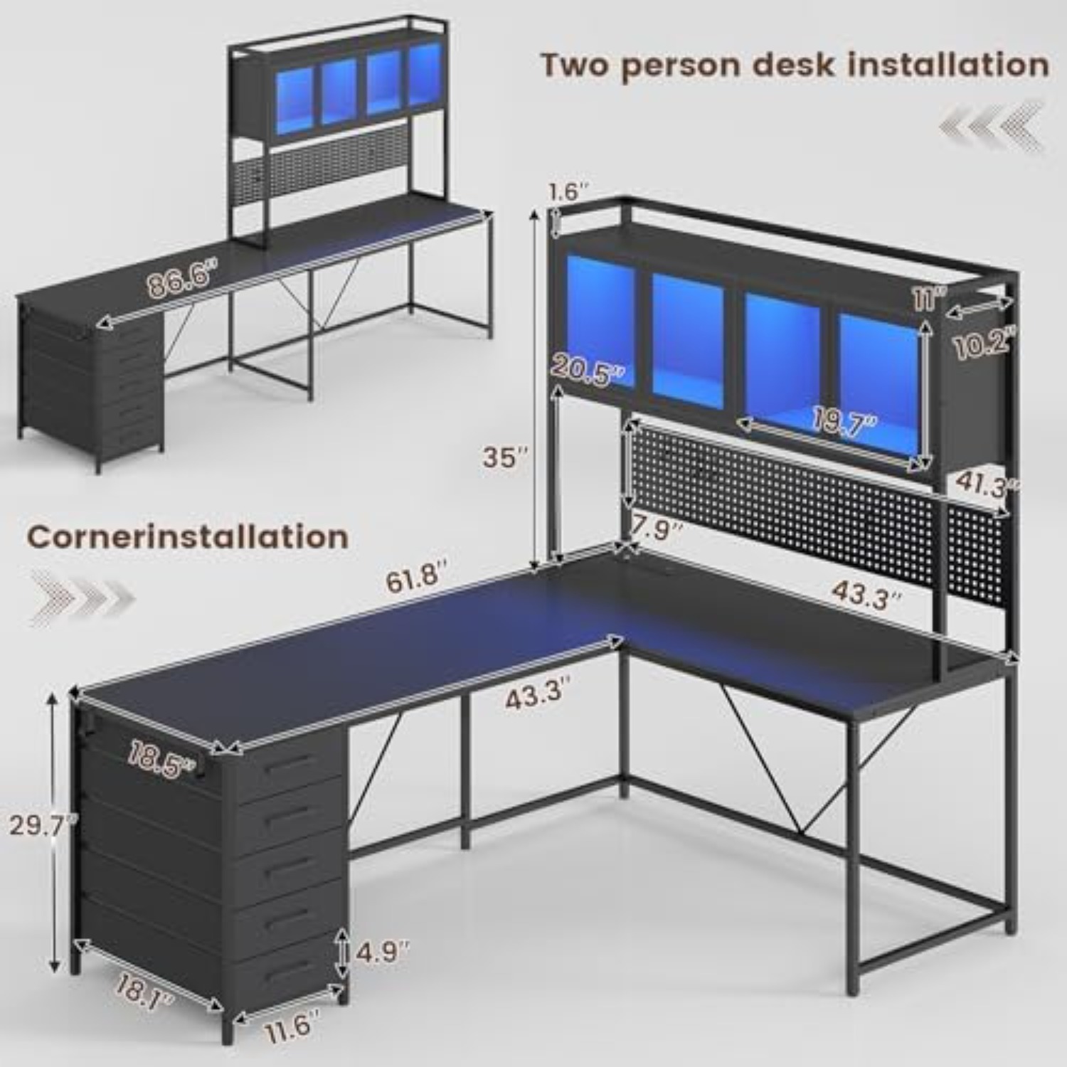L Shaped Gaming Corner Desk wi - Gaming Desk With Hutch 评论和价格