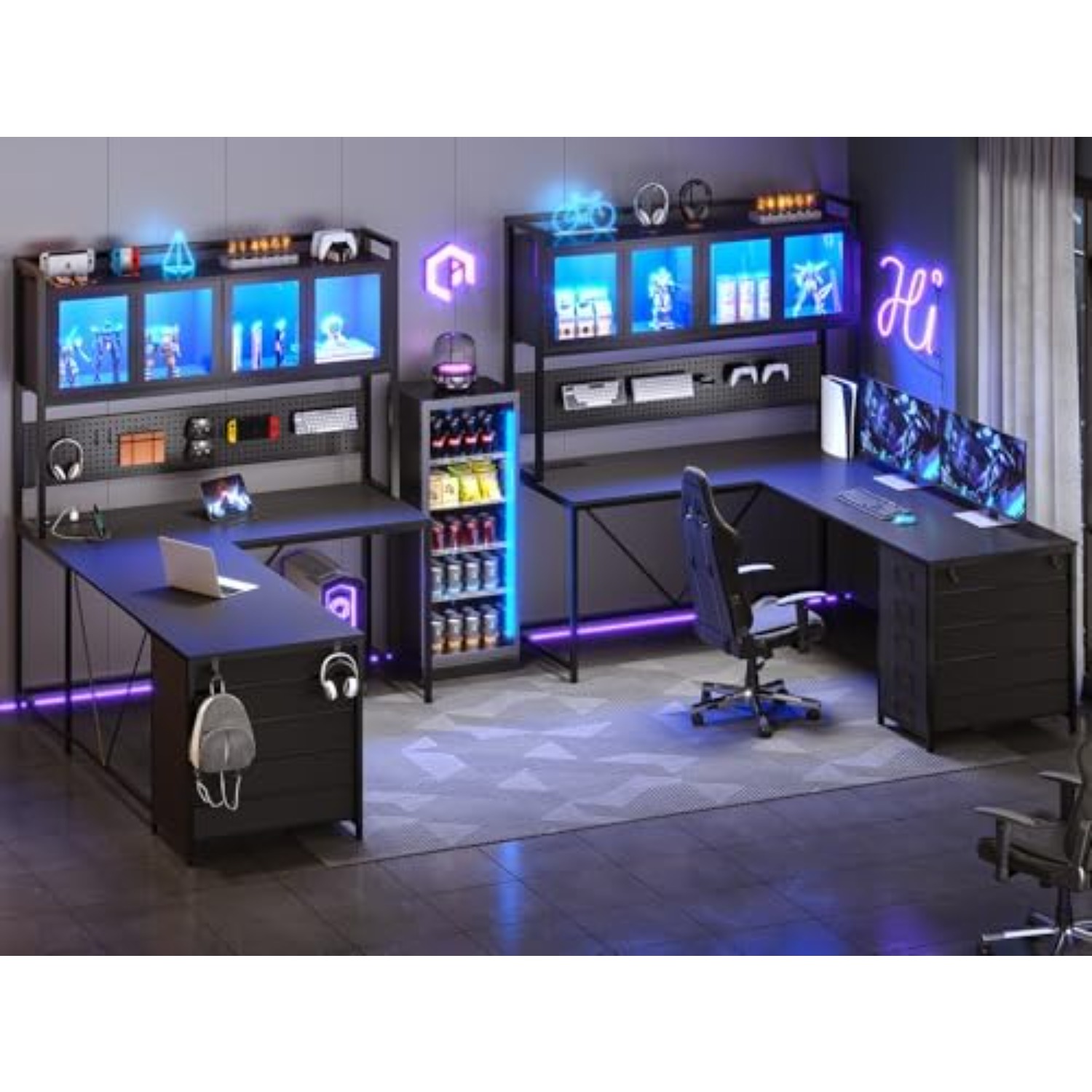 L Shaped Gaming Corner Desk wi - Gaming Desk With Hutch 评论和价格