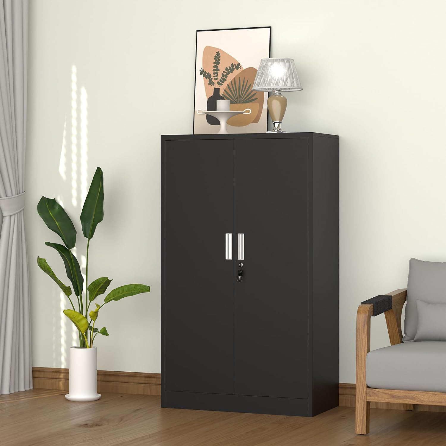 53.5 Inch Tall Metal Lockable  - Office Storage Cabinet 评论和价格