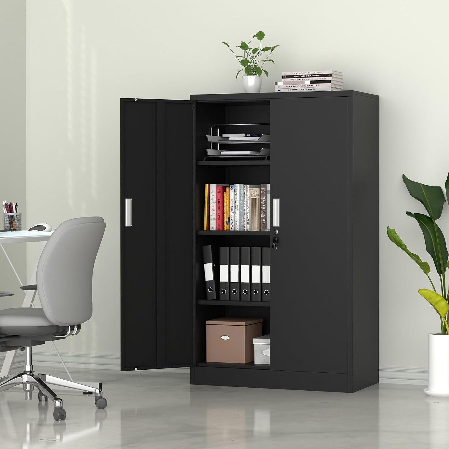53.5 Inch Tall Metal Lockable  - Office Storage Cabinet 评论和价格